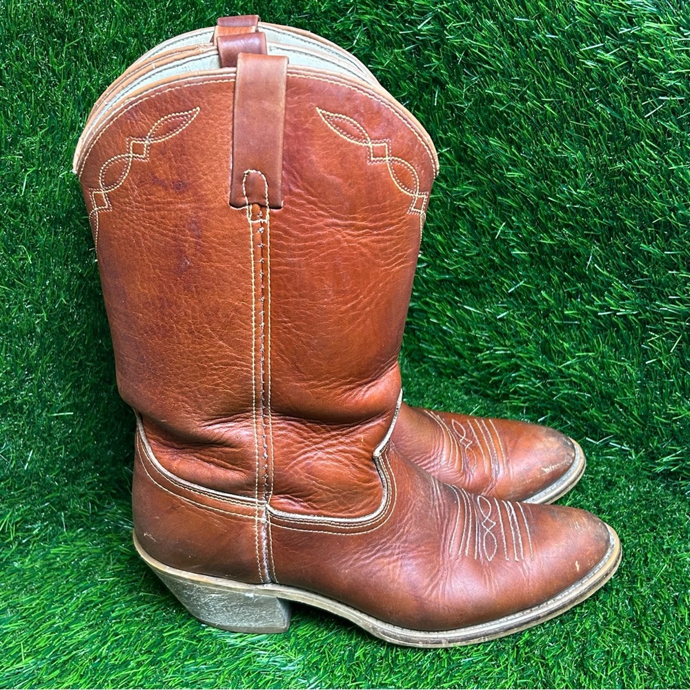 Acme Mens Brown Leather Western‎ Cowboy Boots Made in USA 7707 10 D